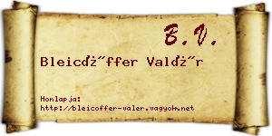 Bleicöffer Valér névjegykártya